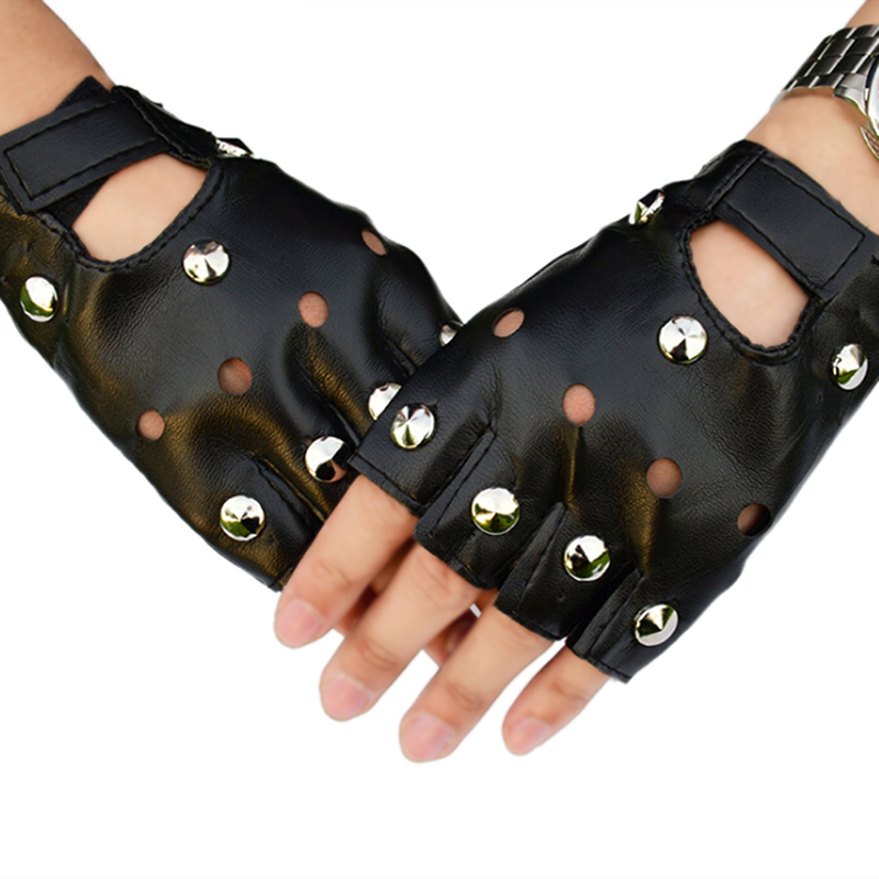 Leather Driving Glove - Fashion Dance Motorcycle Rivets Stud Gloves