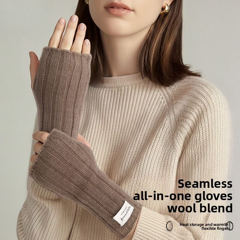 Winter Fingerless Knitted Glov - Wool Glove Lined 评论和价格