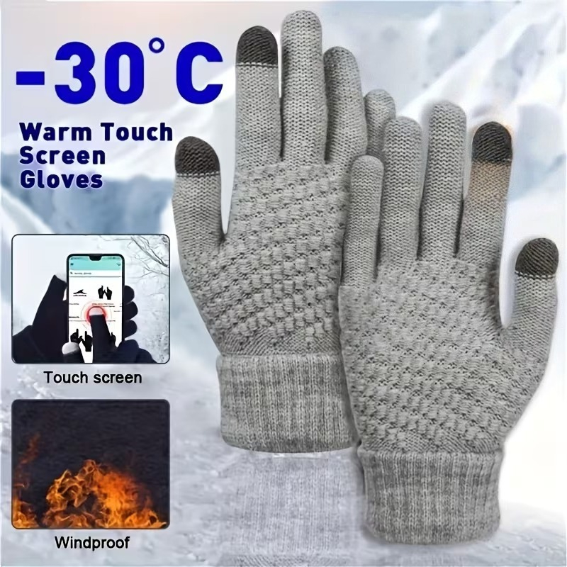 1-4Pairs Winter Touchscreen Gl - Wool Glove Lined 评论和价格
