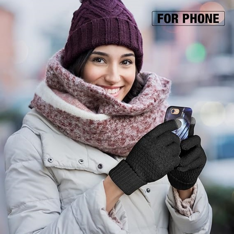 1-4Pairs Winter Touchscreen Gl - Wool Glove Lined 评论和价格