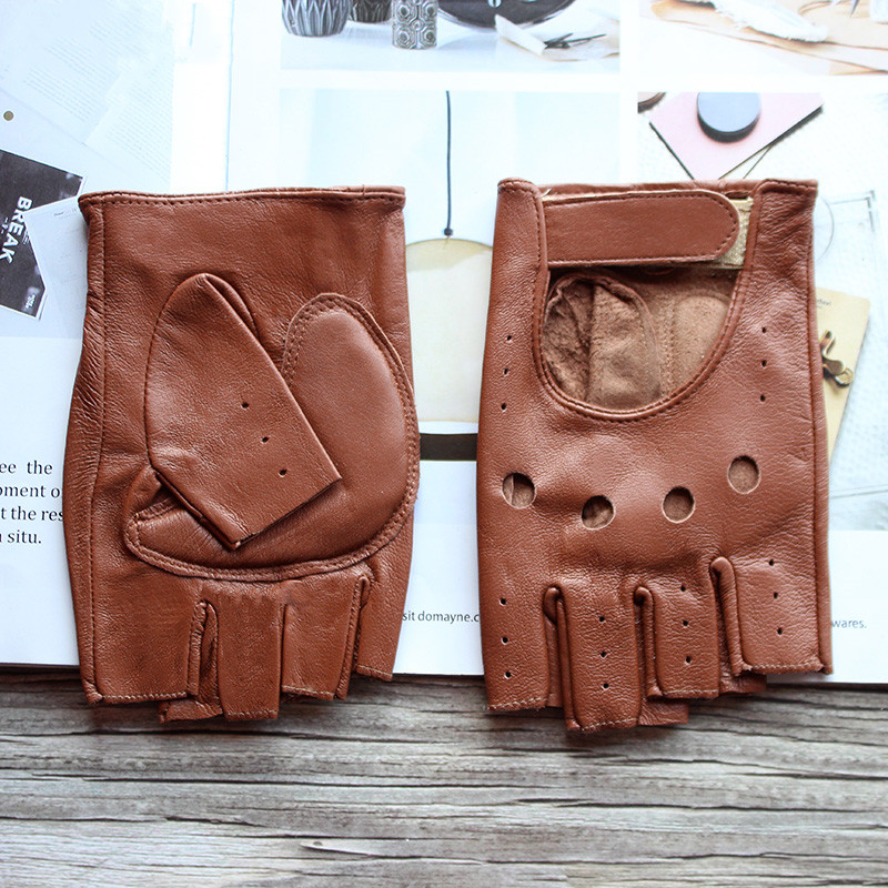 New Women's Sheepskin Half Fin - Leather Driving Glove 评论和价格