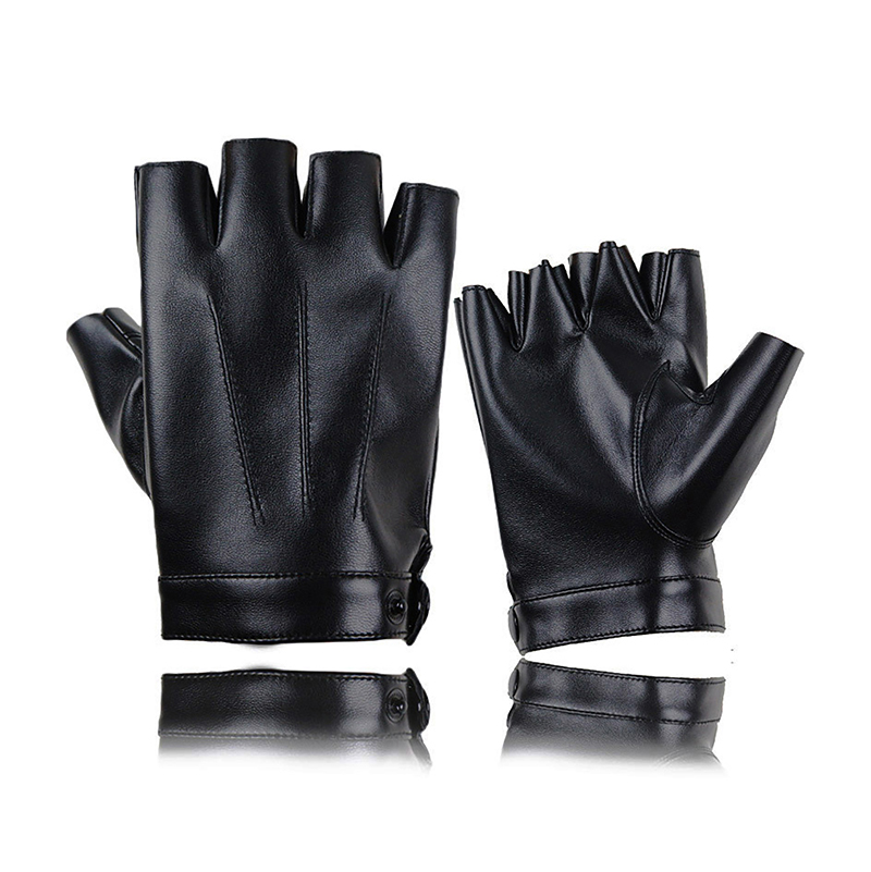 1Pair Fingerless Men Gloves PU - Leather Driving Glove 评论和价格