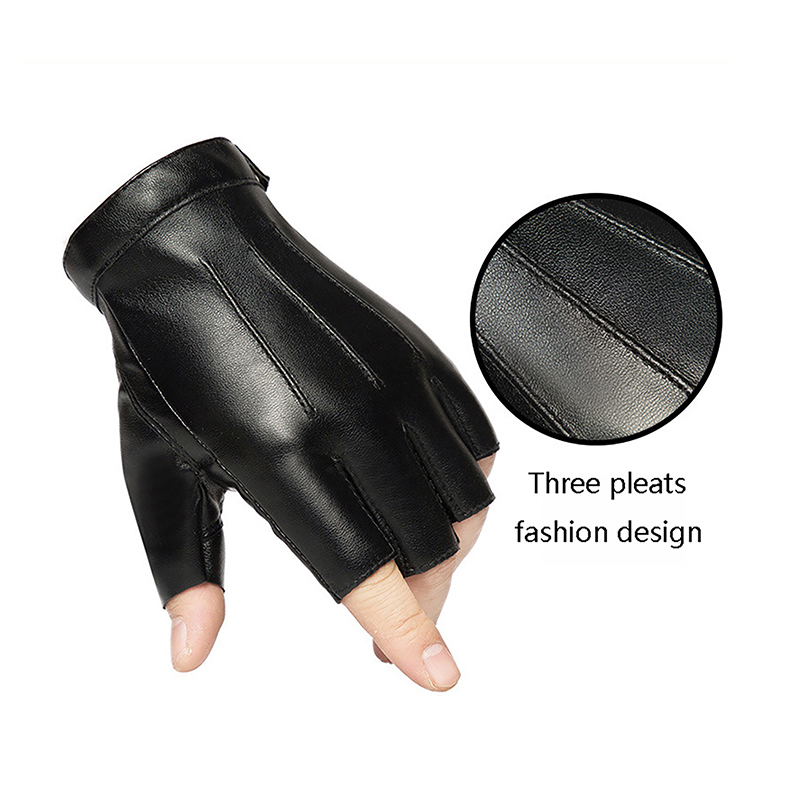 1Pair Fingerless Men Gloves PU - Leather Driving Glove 评论和价格
