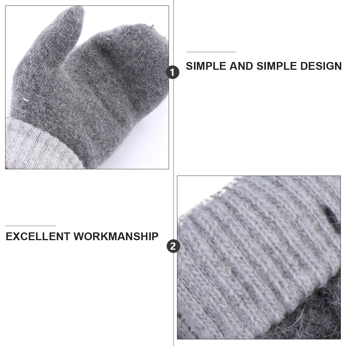 2Pairs Warm Wool Mittens Fleec - Wool Glove Lined 评论和价格