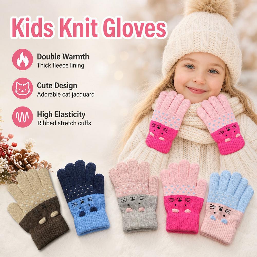 Kids Knit Gloves Winter Fleece - Wool Glove Lined 评论和价格