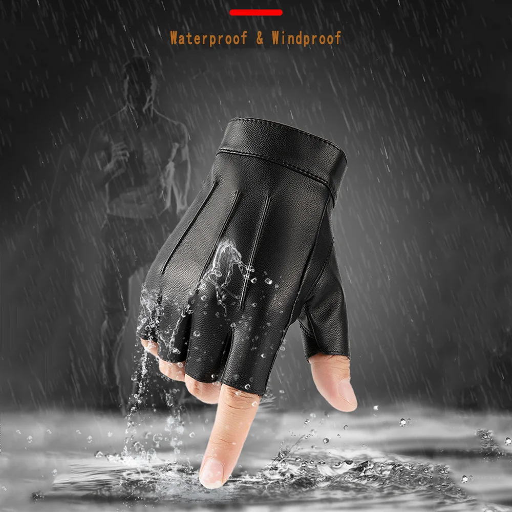 1 Pair Windproof Fingerless Dr - Leather Driving Glove 评论和价格