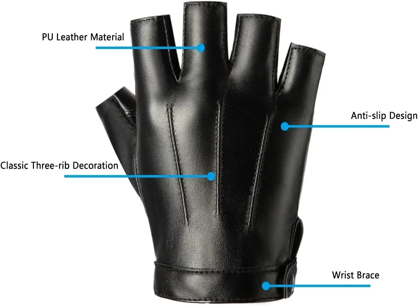 1 Pair Windproof Fingerless Dr - Leather Driving Glove 评论和价格